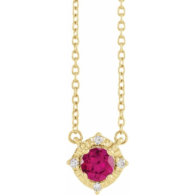14K Gold Mozambique Garnet and Diamond Necklace