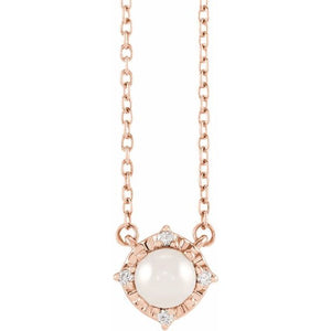 1/100 CTW Natural Aquamarine Round Necklace in 14K Gold & Sterling Silver