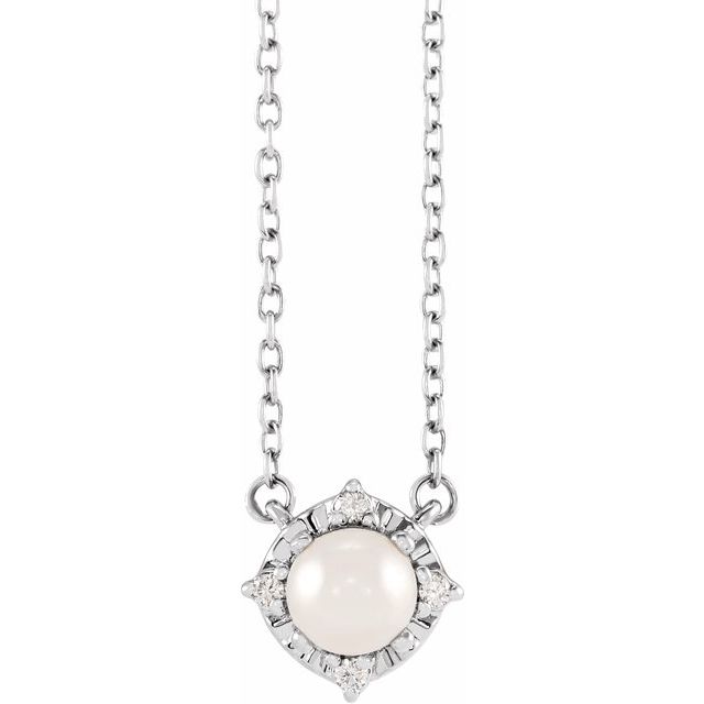 1/100 CTW Natural Aquamarine Round Necklace in 14K Gold & Sterling Silver