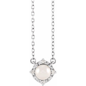 1/100 CTW Natural Aquamarine Round Necklace in 14K Gold & Sterling Silver