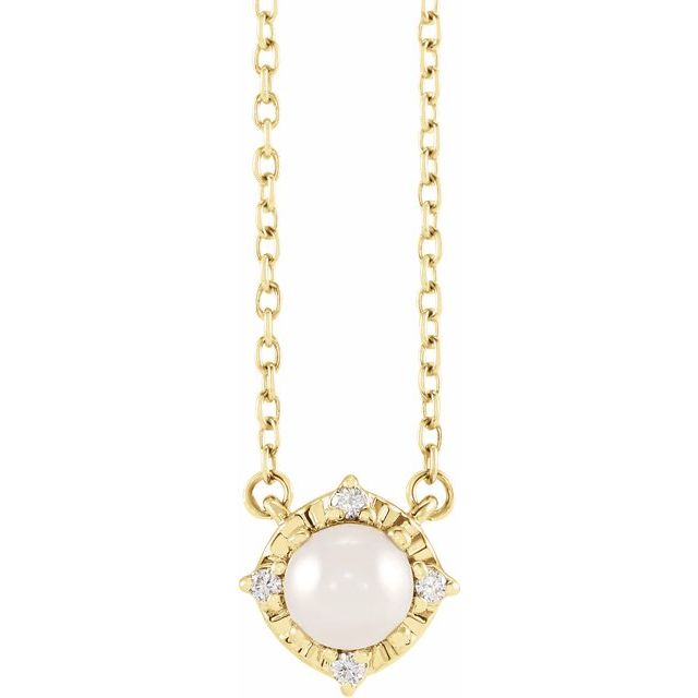 1/100 CTW Natural Aquamarine Round Necklace in 14K Gold & Sterling Silver