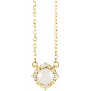 1/100 CTW Natural Aquamarine Round Necklace in 14K Gold & Sterling Silver