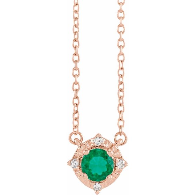14K Gold Mozambique Garnet and Diamond Necklace