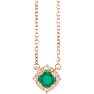 14K Gold Mozambique Garnet and Diamond Necklace