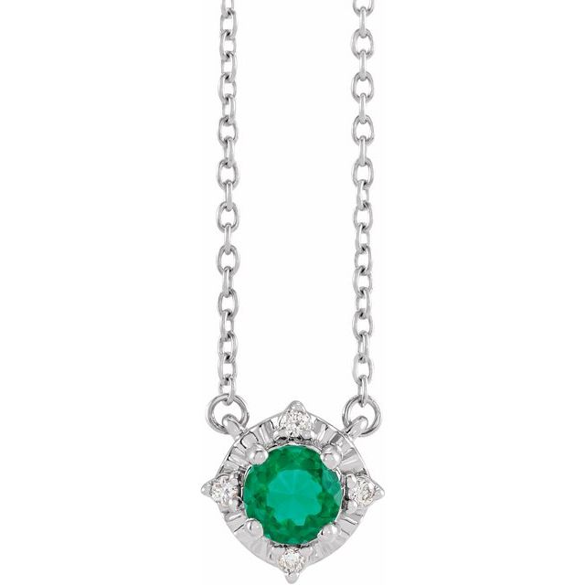 1/100 CTW Lab-Grown White Sapphire and Natural Diamond Round Necklace in 14K Gold & Silver