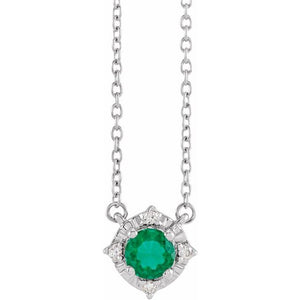 1/100 CTW Lab-Grown White Sapphire and Natural Diamond Round Necklace in 14K Gold & Silver