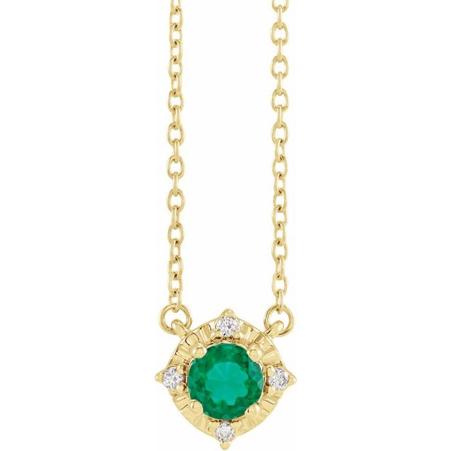 1/100 CTW Lab-Grown White Sapphire and Natural Diamond Round Necklace in 14K Gold & Silver