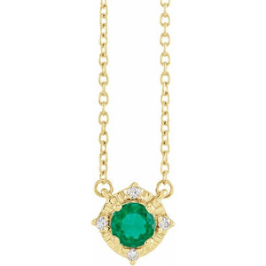 14K Gold Mozambique Garnet and Diamond Necklace