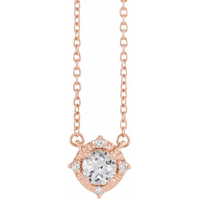 1/100 CTW Lab-Grown White Sapphire and Natural Diamond Round Necklace in 14K Gold & Silver