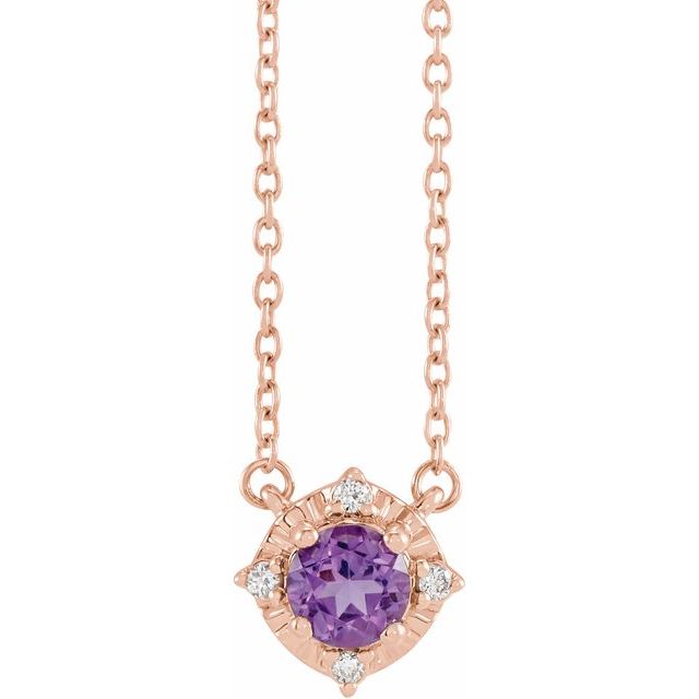 1/100 CTW Natural Aquamarine Round Necklace in 14K Gold & Sterling Silver
