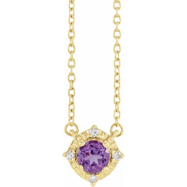 1/100 CTW Natural Aquamarine Round Necklace in 14K Gold & Sterling Silver