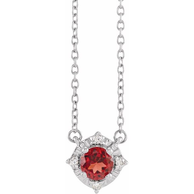 14K Gold Mozambique Garnet and Diamond Necklace
