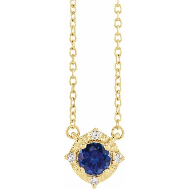 1/100 CTW Lab-Grown White Sapphire and Natural Diamond Round Necklace in 14K Gold & Silver