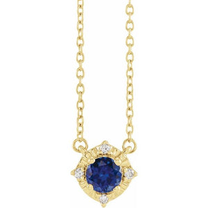 1/100 CTW Lab-Grown White Sapphire and Natural Diamond Round Necklace in 14K Gold & Silver