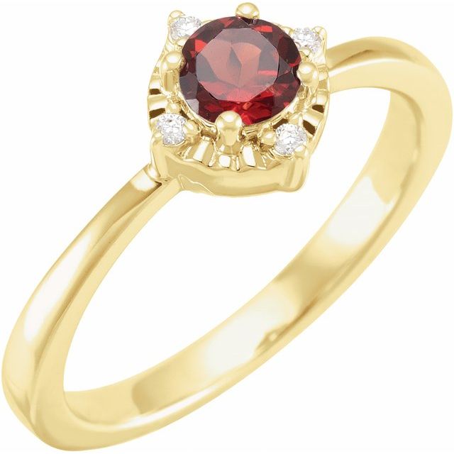 14K Gold Mozambique Garnet And Diamond Ring - Options Available