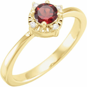 14K Gold Mozambique Garnet And Diamond Ring - Options Available