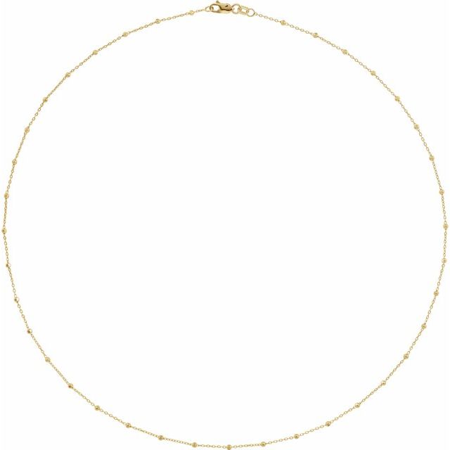 14K Yellow Gold .85 mm Faceted Beaded Cable Necklace - Elegant Design