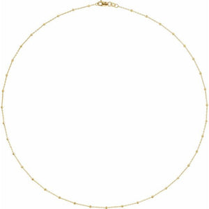 14K Yellow Gold .85 mm Faceted Beaded Cable Necklace - Elegant Design