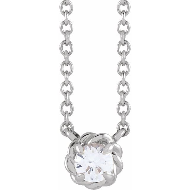 1/4 CTW Natural Diamond Round Claw-Prong Rope Necklace in 14K Gold & Platinum