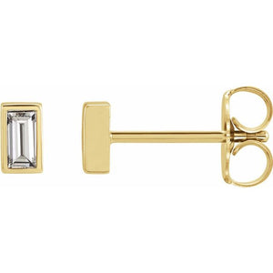 14K White Gold .07 CTW Natural Diamond Baguette Earrings