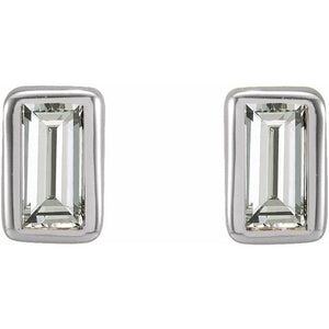 14K White Gold .07 CTW Natural Diamond Baguette Earrings