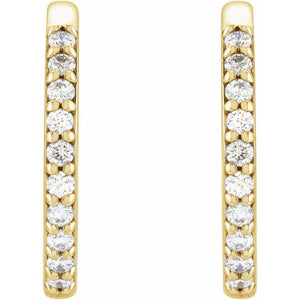 14K Rose Gold 1/8 CTW Natural Diamond Polished Huggie Hoop Earrings