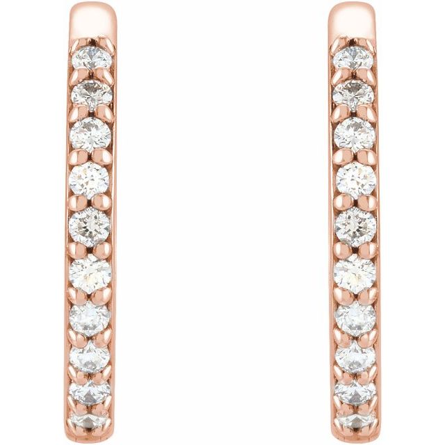 14K Rose Gold 1/8 CTW Natural Diamond Polished Huggie Hoop Earrings