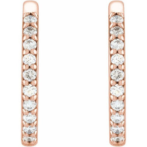 14K Rose Gold 1/8 CTW Natural Diamond Polished Huggie Hoop Earrings