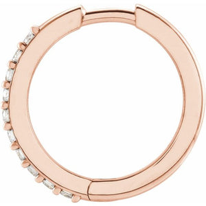 14K Rose Gold 1/8 CTW Natural Diamond Polished Huggie Hoop Earrings