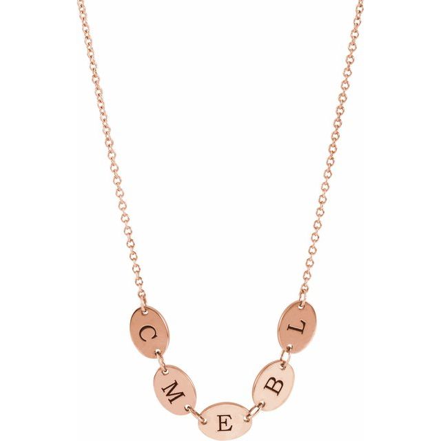 14K Gold Engravable Oval Disc Family Necklace