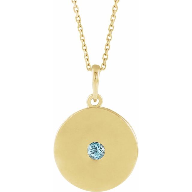 14K Gold Natural Ruby Disc Pendant