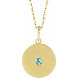 14K Gold Natural Ruby Disc Pendant