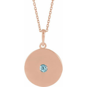 14K Gold Natural Ruby Disc Pendant