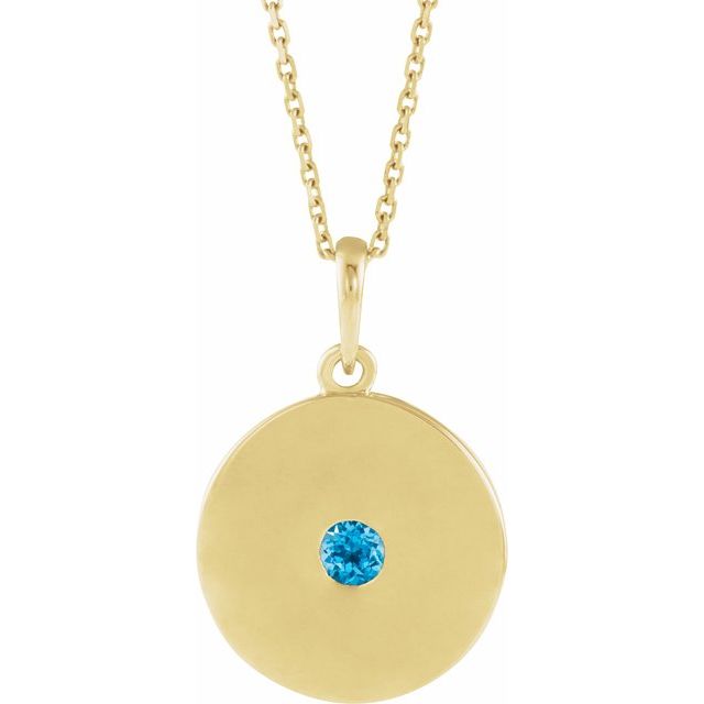 14K Gold Natural Ruby Disc Pendant