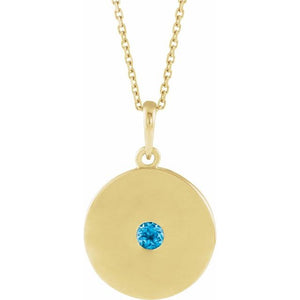 14K Gold Natural Ruby Disc Pendant