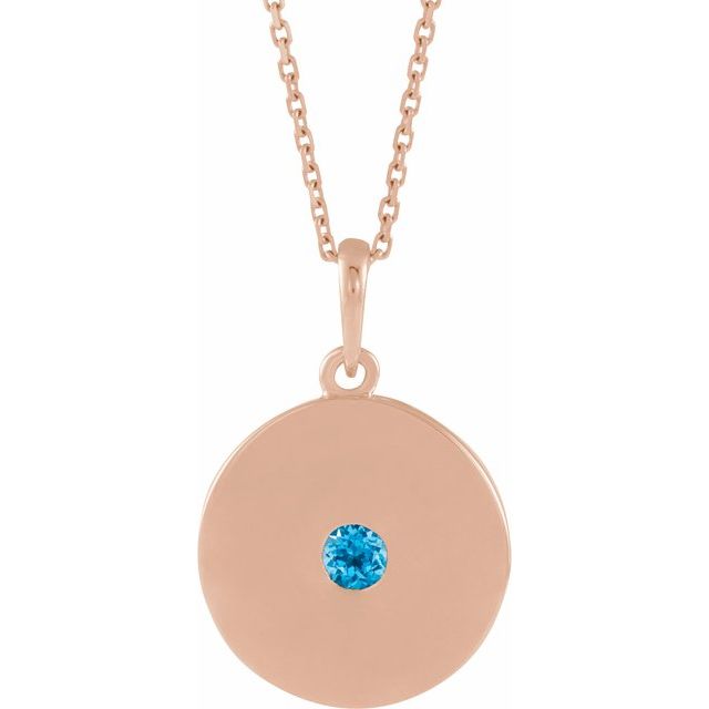 14K Gold Natural Ruby Disc Pendant