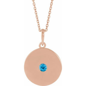 14K Gold Natural Ruby Disc Pendant