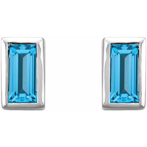 14K White Gold .07 CTW Natural Diamond Baguette Earrings