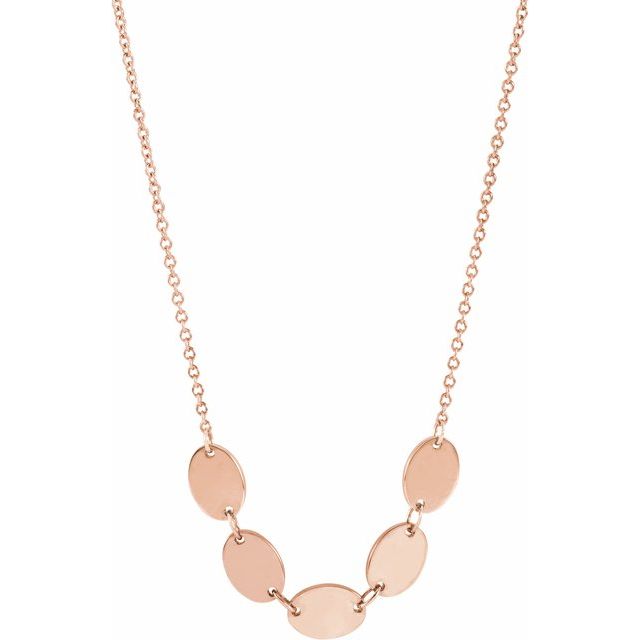 Heart Engravable Oval Disc Family Necklace in 14K Gold, Sterling Silver and Platinum