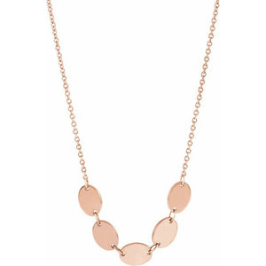 Heart Engravable Oval Disc Family Necklace in 14K Gold, Sterling Silver and Platinum