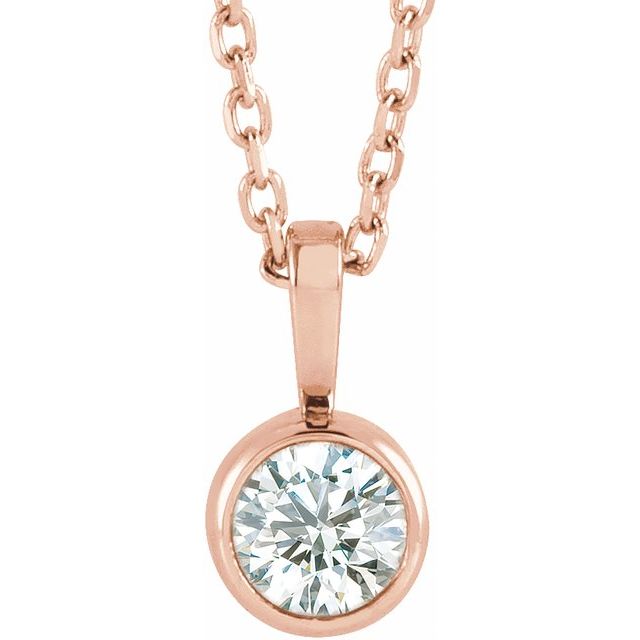14K Gold Natural Diamond Solitaire Bezel-Set Pendant