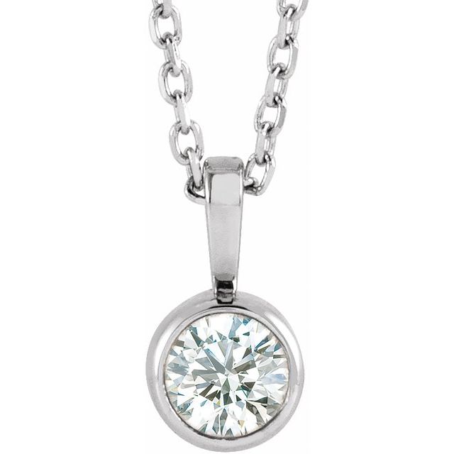 14K Gold Natural Diamond Solitaire Bezel-Set Pendant