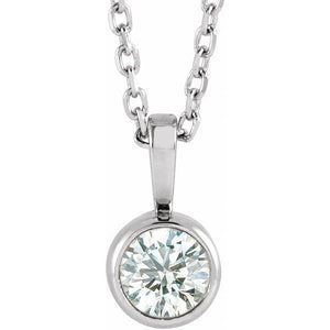 14K Gold Natural Diamond Solitaire Bezel-Set Pendant