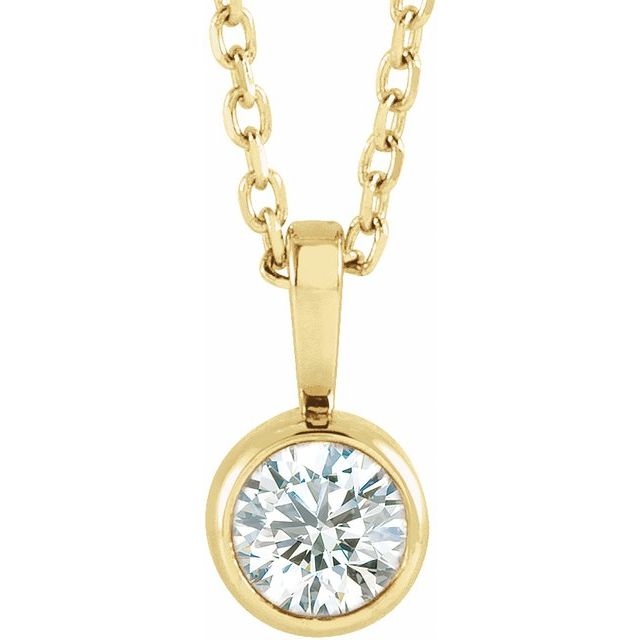 14K Gold Natural Diamond Solitaire Bezel-Set Pendant
