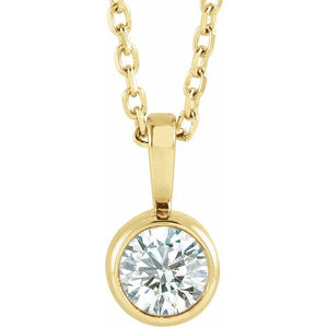 14K Gold Natural Diamond Solitaire Bezel-Set Pendant