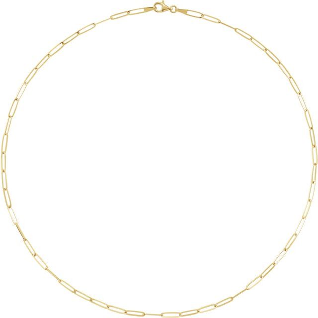 14K Yellow Gold 2.6 mm Paperclip Style 16" Chain