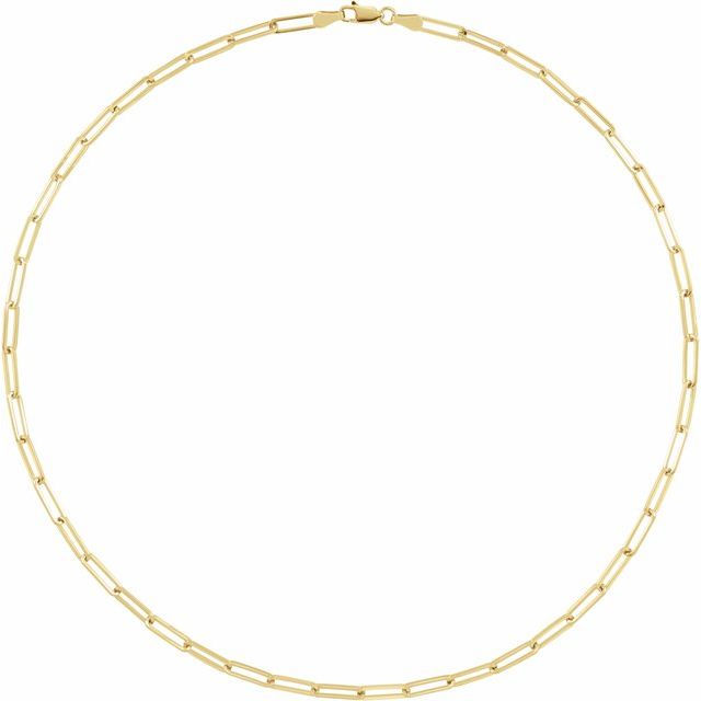 14K Yellow Gold, 3.85 mm Paperclip-Style Chain