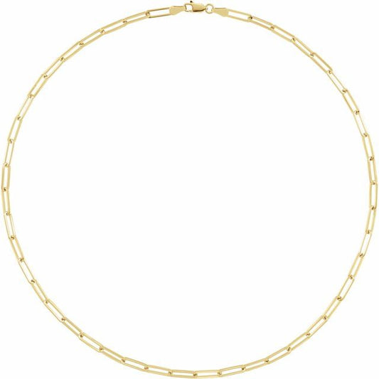 14K Yellow Gold, 3.85 mm Paperclip-Style Chain