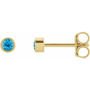 Natural Swiss Blue Topaz Micro Bezel-Set Earring