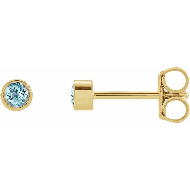 Natural Swiss Blue Topaz Micro Bezel-Set Earrings in 14K Gold & Platinum